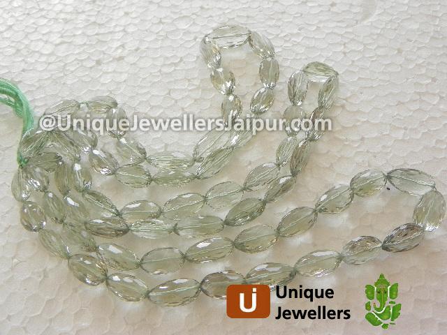 Green Amethyst Concave Cut Nugget Beads